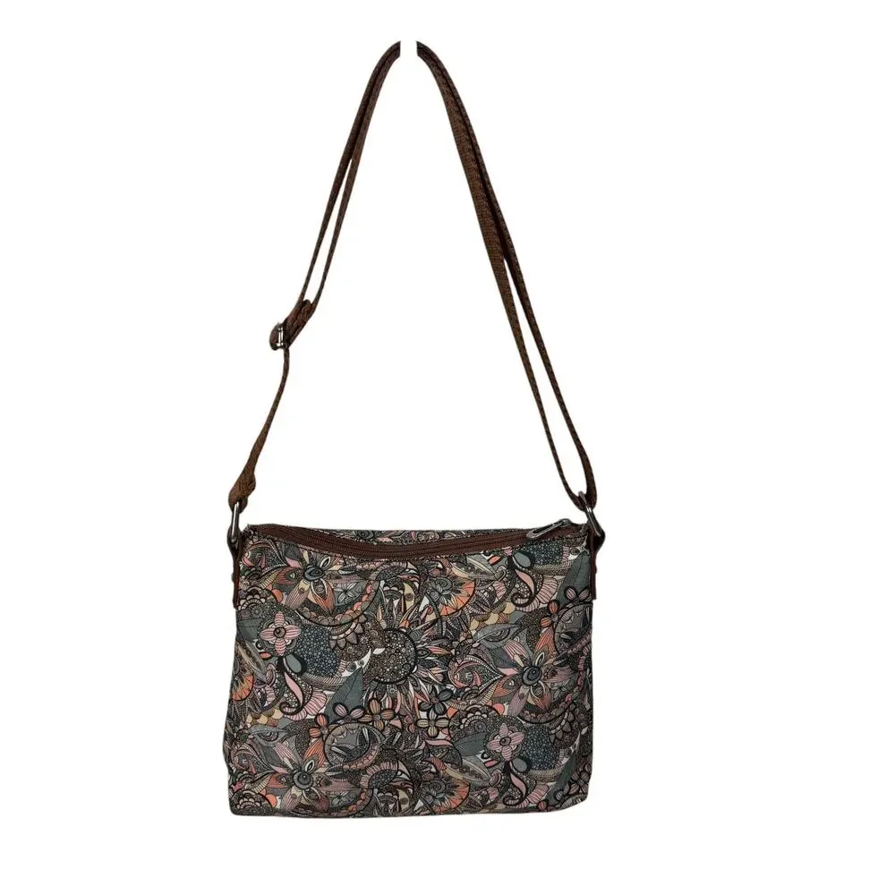 Sakroots Sienna Spirit Desert Artist Circle Flat Coated Canvas Crossbody Bag